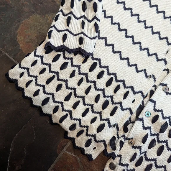 TORY BURCH silk cardigan sweater M L - Picture 7 of 12